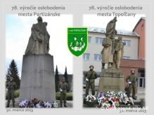 Príslušníci prvej brigády na oslavách oslobodenia miest Topoľčany a Partizánske